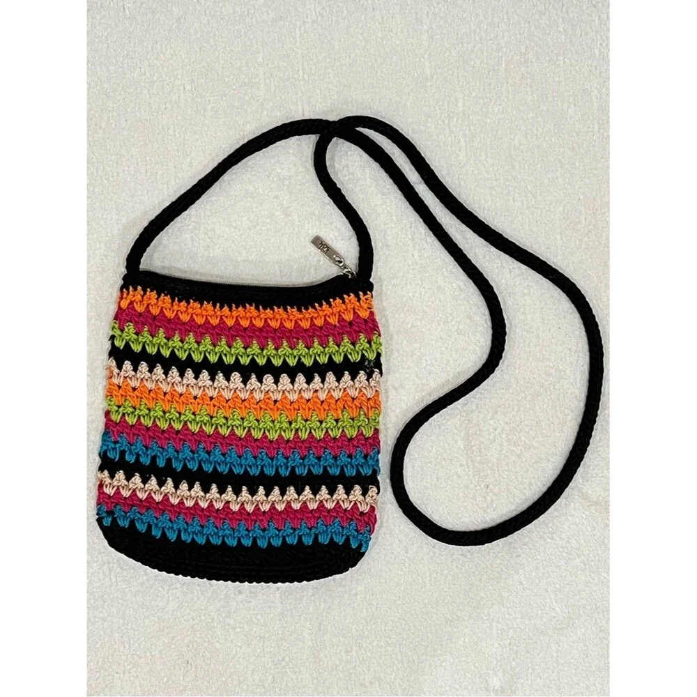 The Sak Multi Colored Striped Boho Crossbody Bag